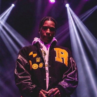 Asap Rocky同款毛呢外套高街休閒拼接皮袖棒球服男女開衫夾克秋冬 Beecost