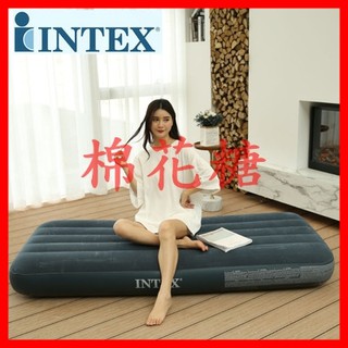 ~棉花糖~ 美國INTEX 64731綠色植毛單人線拉空氣床植絨充氣床墊 76*191*25cm T0032