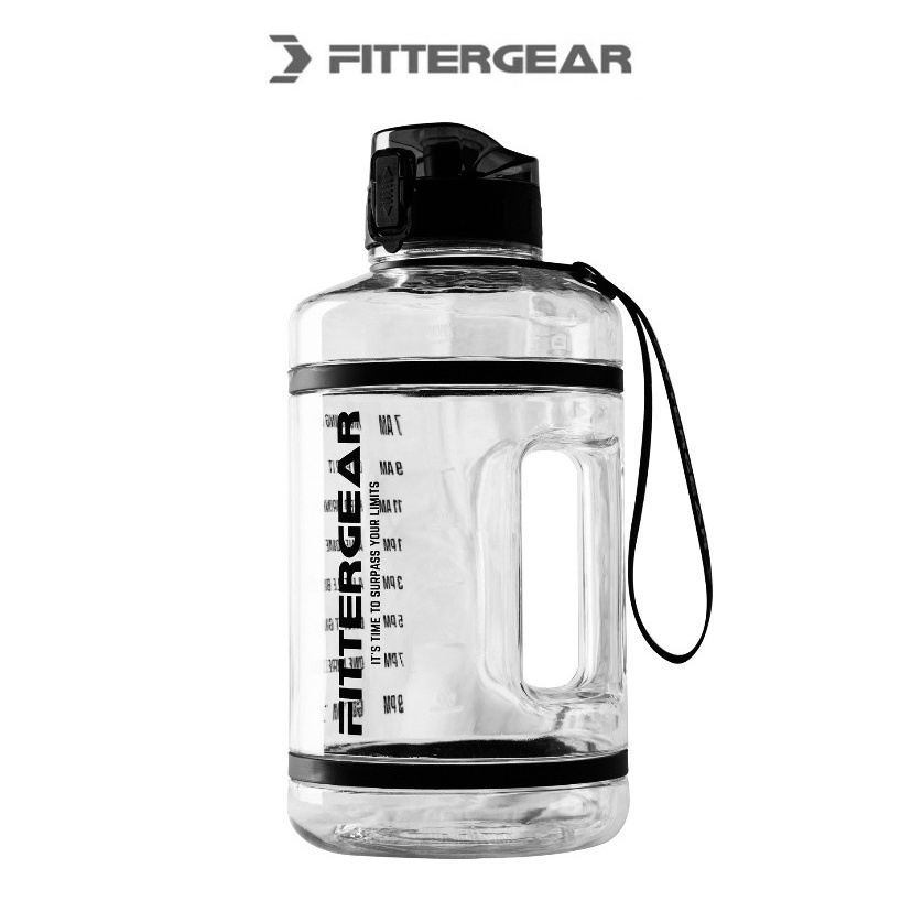 【FITTERGEAR】大水壺 黑/透明（運動水壺 耐高溫 大容量 便攜 男健身 可裝熱水 太空杯）