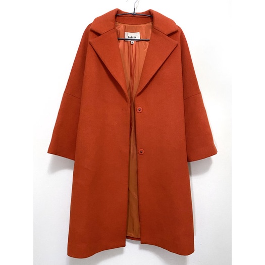 La Feta 專櫃  近新 橘色 繭型 羊毛 大衣