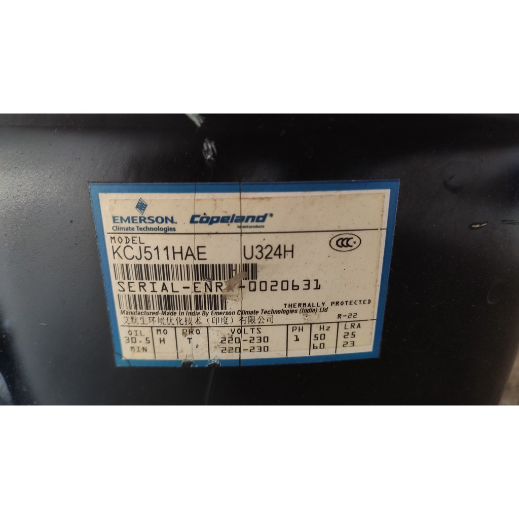 艾默生 谷輪 KCJ511HAE-U324H 冰櫃中古冷凍壓縮機 真空機