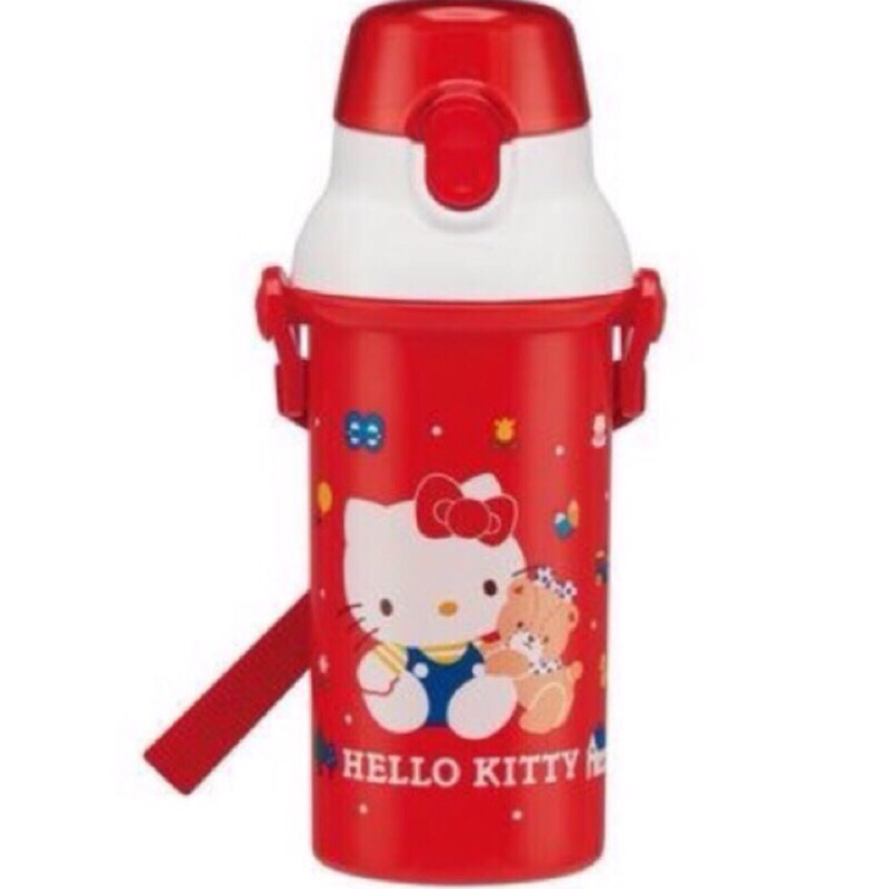 日本製 Hello kitty抱熊 揹繩冷水壺480ml 三麗鷗 Kitty 凱蒂貓 水壺 茶壺 水瓶