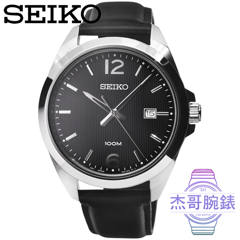 【杰哥腕錶】SEIKO精工時尚皮帶男錶-黑面 / SUR215P1