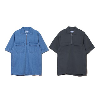 LESSTAIWAN ▼ LESS - S/S HALF ZIP UP SHIRT