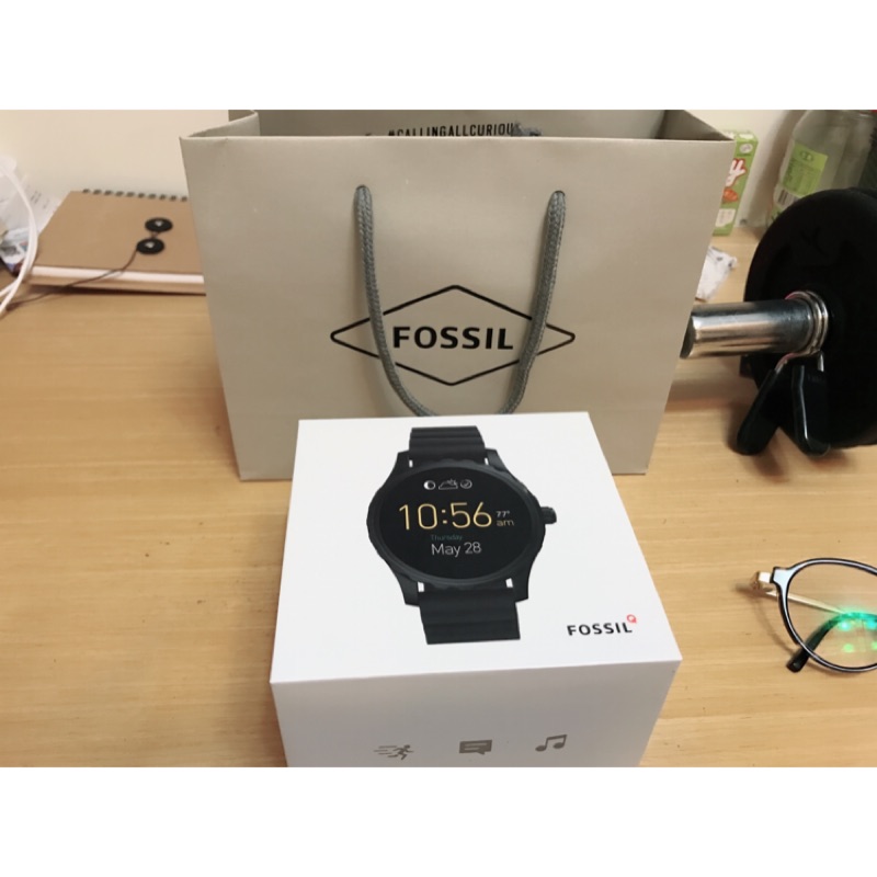 FOSSIL Q / FTW2107 / Q MARSHAL 科技觸控式智慧型矽膠手錶 黑色 45mm