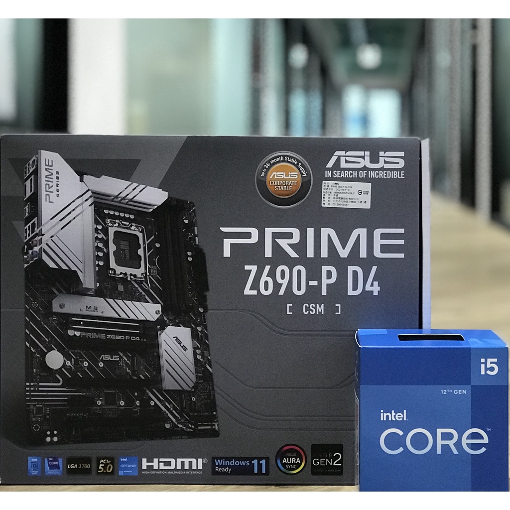 【全新未拆】華碩 PRIME Z690-P D4-CSM + Intel I5 12500