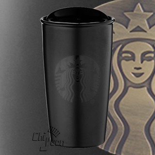 Starbucks 台灣星巴克 2016 黑Logo雙層馬克杯 黑品牌 黑女神 雙層杯 12oz