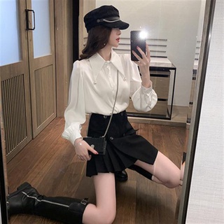 長袖襯衫 530#春裝法式上衣氣質女士白色襯衫長袖洋氣設計感小眾緞面襯衣G631 -818 .衣時尚