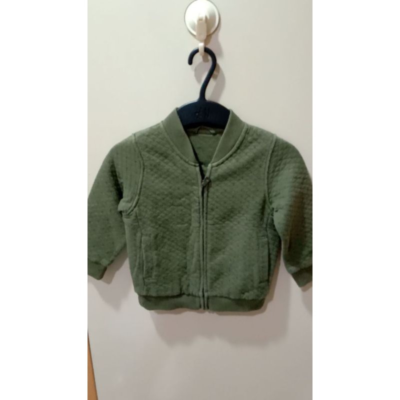 UNIQLO男童軍綠棉質外套100公分/發熱衣/立領上衣