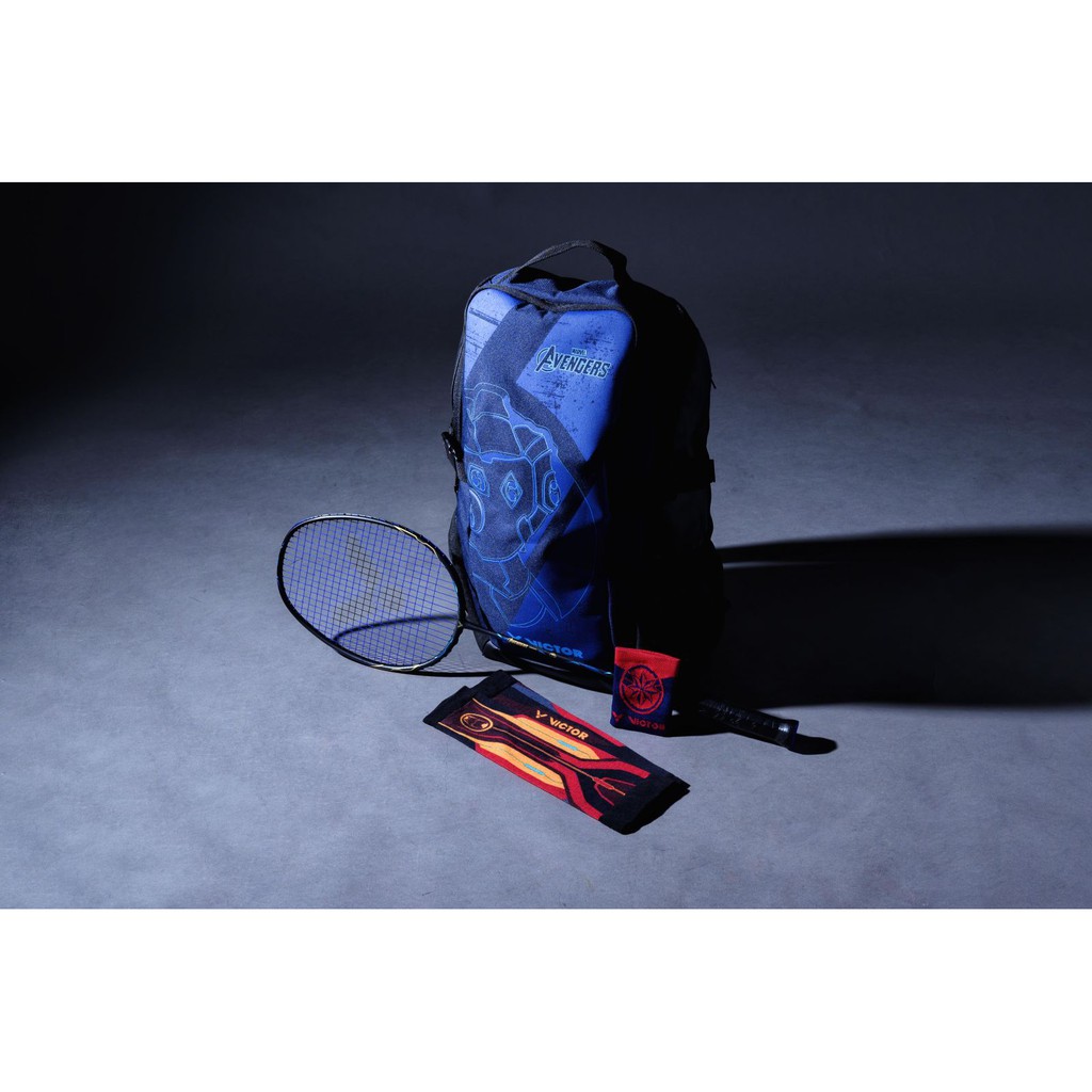 Victor復仇者聯盟聯名碳纖維羽毛球拍組 後背包 護腕套組 蝦皮購物