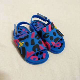 真品 Mini Melissa 和 Vivienne Westwood 聯名款寶寶藍色香香鞋 彩色豹紋防水膠鞋嬰兒涼鞋