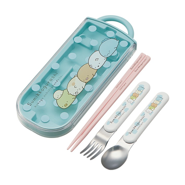 *現貨*日本製 SUMIKKO GURASHI 角落生物 藍色點點 環保餐具組 三件式餐具 兒童餐具組 筷子 湯匙 叉子