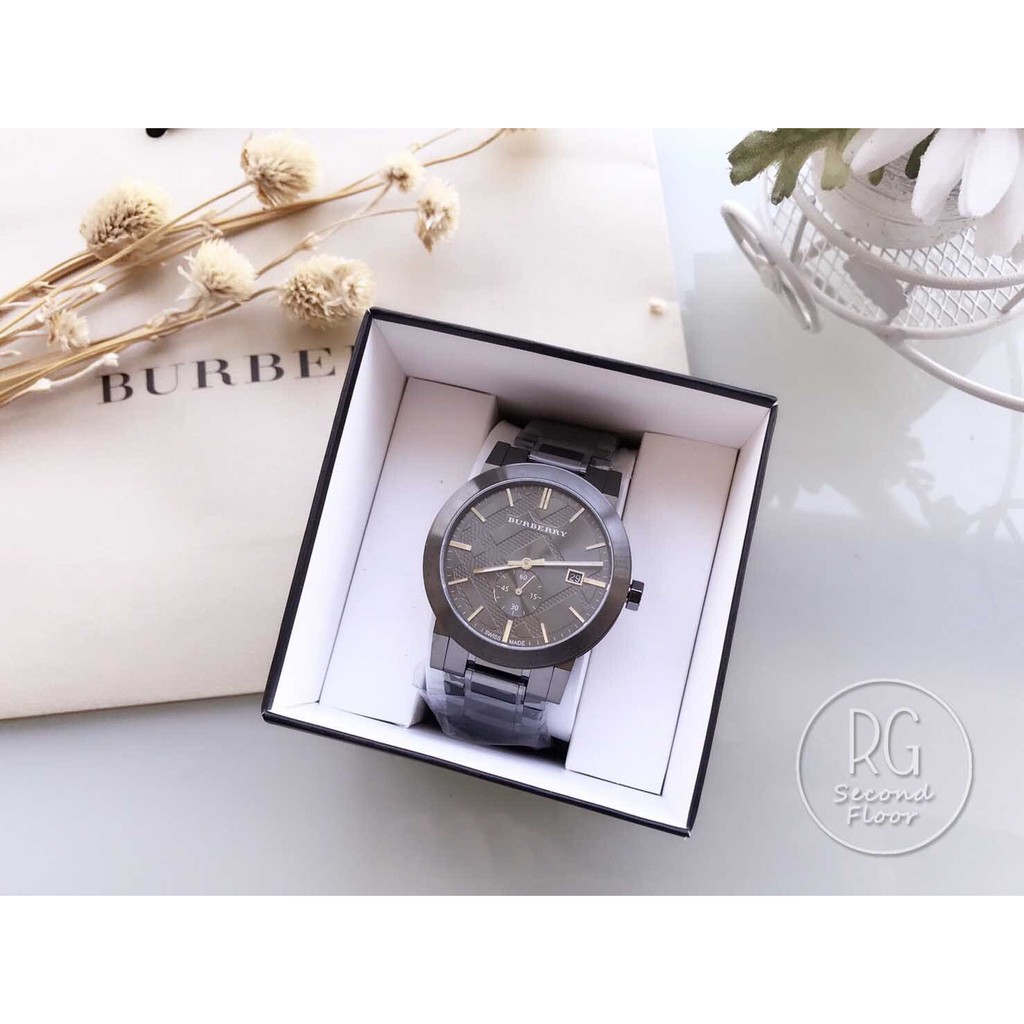 [現貨] Burberry手錶 BU9902 戰馬手錶 男生菱格紋瑞士石英機芯碳黑鋼錶帶 822138044301