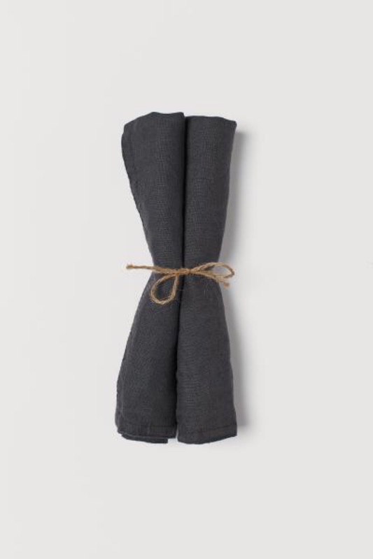 H M Home 2件裝水洗亞麻餐巾 蝦皮購物