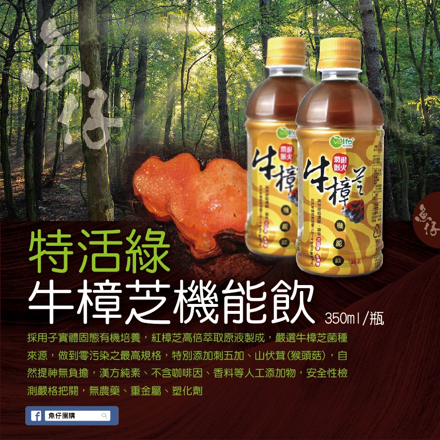 【魚仔團購】特活綠 牛樟芝 機能飲 350ml