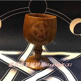 Wicca儀式用品魔法祭壇用品儀式圣杯木質圣杯五芒星三相月圣杯魔法用品 蝦皮購物