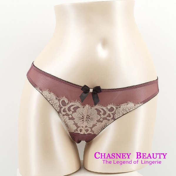 Chasney Beauty凱特蕾絲緞面丁褲(深紫)