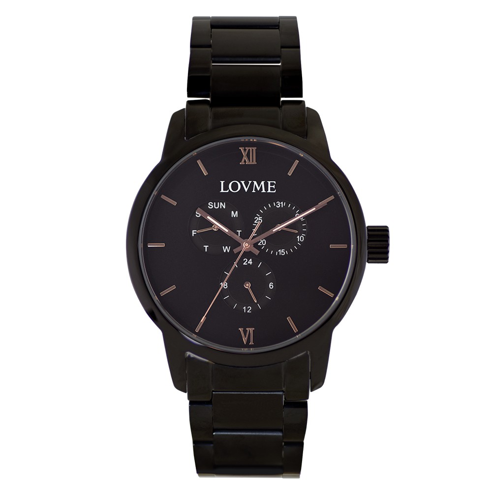 LOVME 1072三眼系列時尚手錶-IP黑