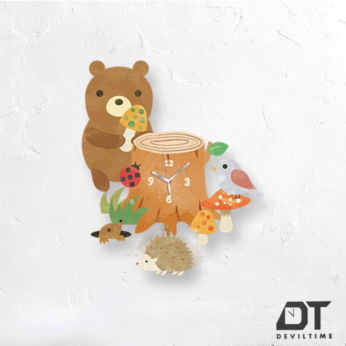 搖擺系列 時鐘 掛鐘 裝飾品  森林遊樂園  熊熊/刺蝟/土撥鼠/小鳥