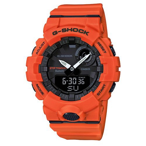 【CASIO】G-SHOCK 活力充沛計步藍芽雙顯錶-橘(GBA-800-4A)正版宏崑公司貨