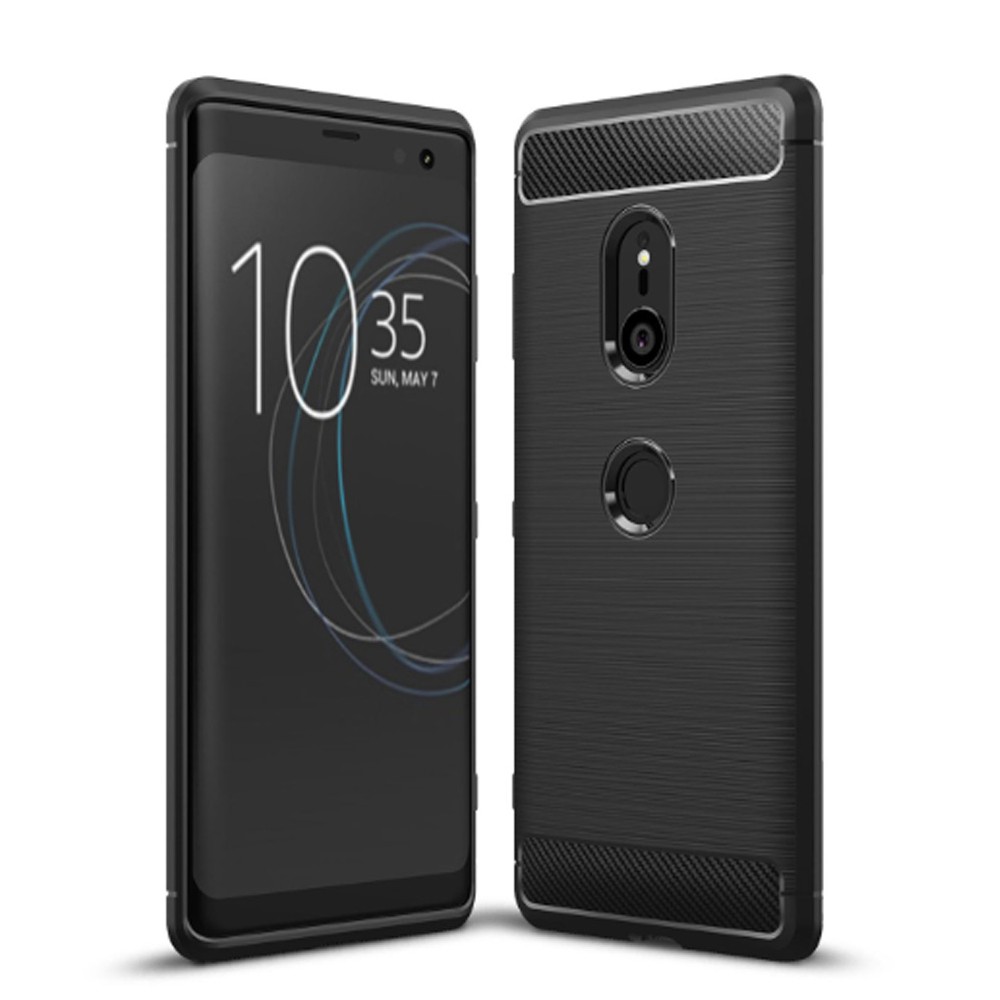 智慧購物王》現貨-SONY Xperia XZ3 / Xperia 10 II 拉絲紋碳纖維軟殼散熱防震抗摔手機殼-黑