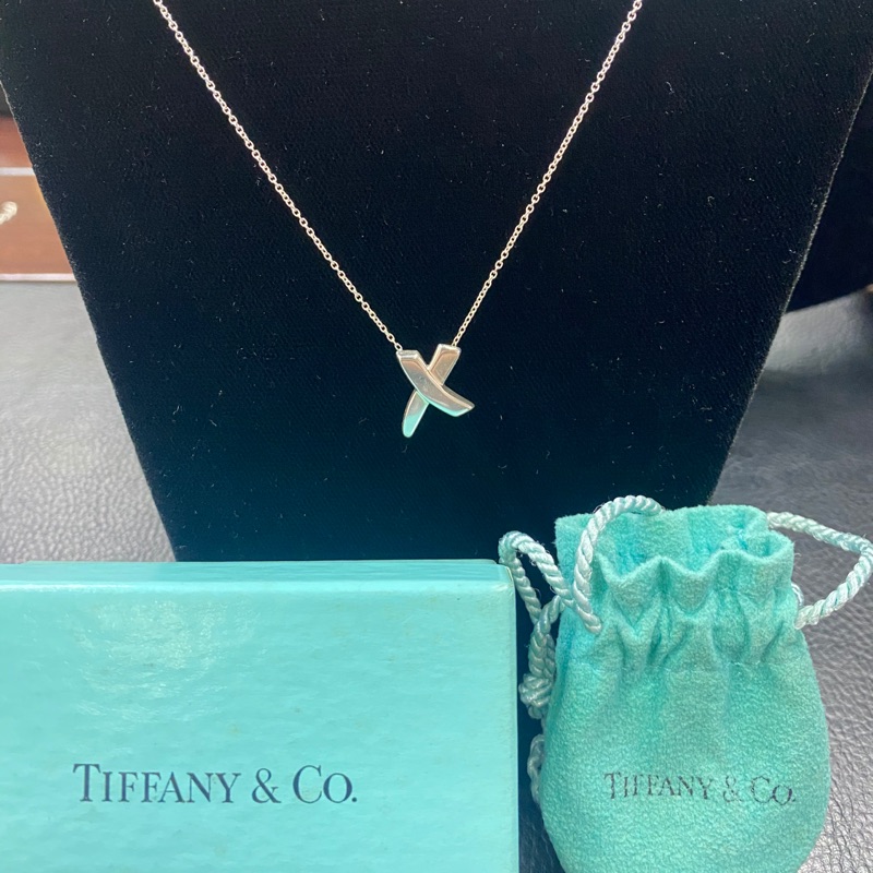 TIFFANY &amp; CO.蒂芬妮 925純銀 X交叉樣式 項鍊