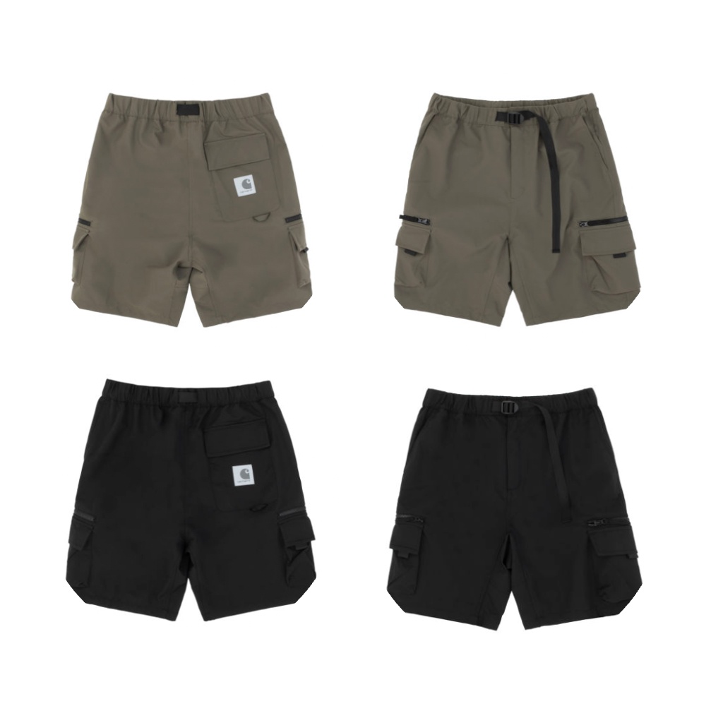 【𝗜𝗡𝗦𝗜𝗚𝗛𝗧_𝟵𝟰】Carhartt WIP Elmwood Shorts 機能輕盈防潑水短褲 ﻿反光標籤 黑/軍綠
