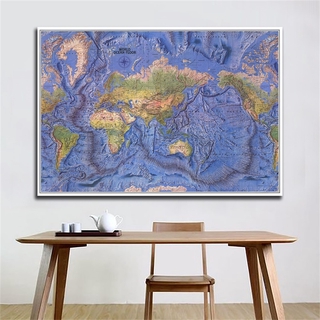 #GOOD# 世界地圖海洋地板地圖大海報印刷品壁掛藝術背景布牆裝飾