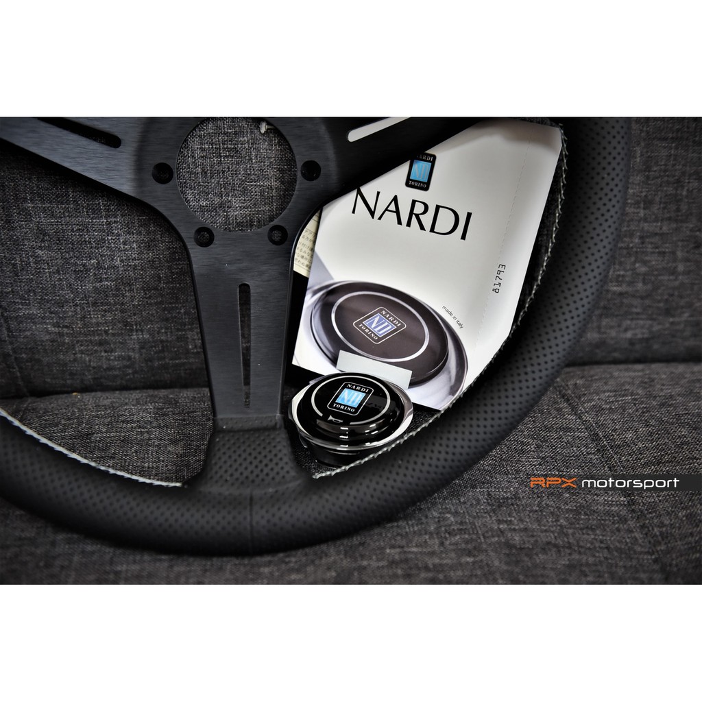 【RPX Motorsport】Nardi 日本限定50支 N914 350mm 大凹 方向盤 透氣真皮 銀縫線 喇叭蓋