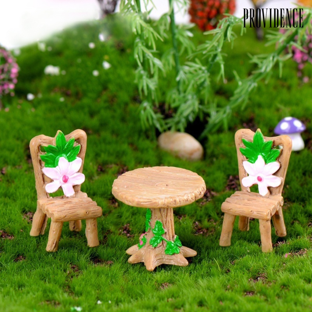 🍸陽光家居苔藓微景觀 多肉植物擺件 木頭桌椅 樹脂工藝 小擺件DIY材料