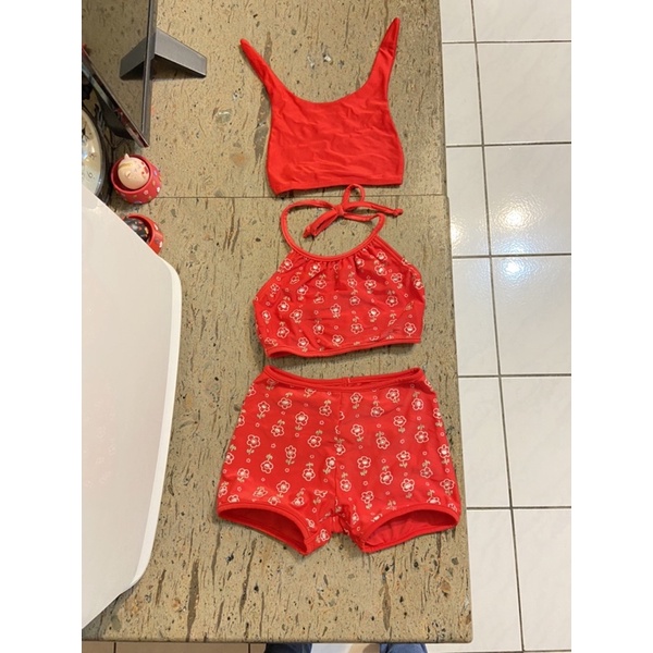(已保留chou)華歌爾女童紅色游泳衣