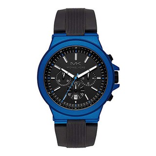 MICHAEL KORS 藍框黑面 日期顯示 三眼計時膠帶男錶 45mm MK8761 台灣公司貨保固2年