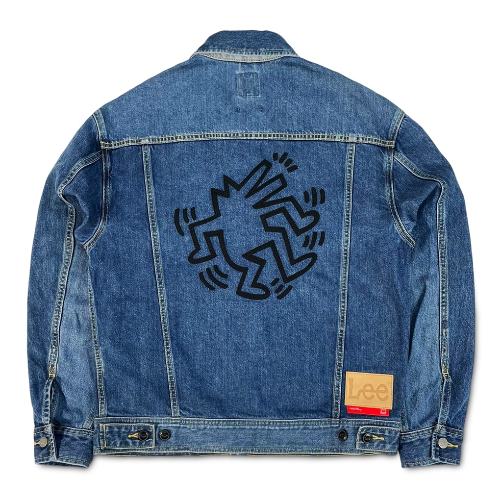 [稀有品] Lee x Keith Haring 經典聯名普普風狗狗刺繡 水洗牛仔外套 單寧夾克 S號