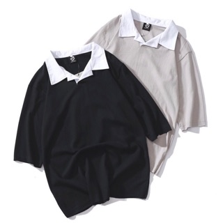 韓風Polo設計oversize寬鬆短Tee