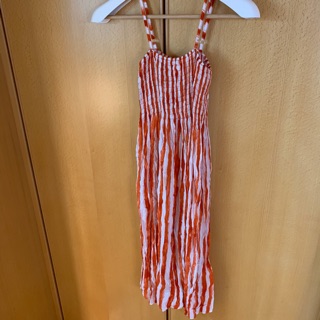 度假風 海邊 吊帶裙 紅白相間 條紋長裙 女性 夏日 連身裙