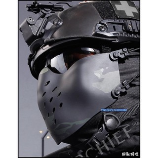 【野戰搖滾】WARCHIEF M07 悍將半罩式防彈面罩【MultiCam Black】暗夜迷彩 黑色多地形頭盔面具