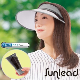 【Sunlead】可捲曲收納。防曬涼感透明長帽簷中空帽 (銀灰色)