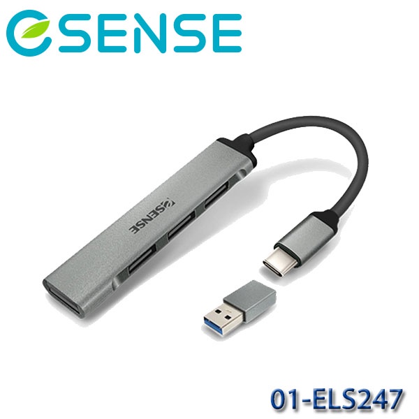 【3CTOWN】含稅附發票 eSENSE 逸盛 01-ELS247 Type-C 鋁合金 4埠USB HUB 集線器