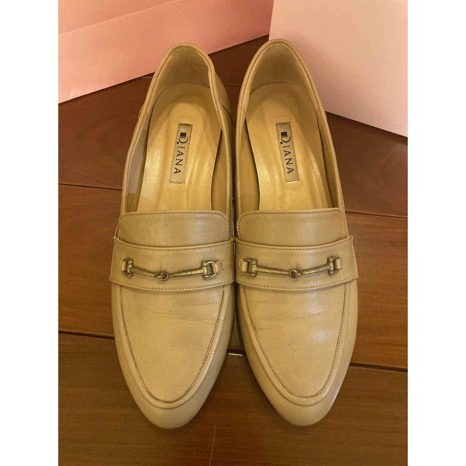 (8成新)日本購入DIANA 百搭杏色平底鞋 樂福鞋 日本製 24.5cm