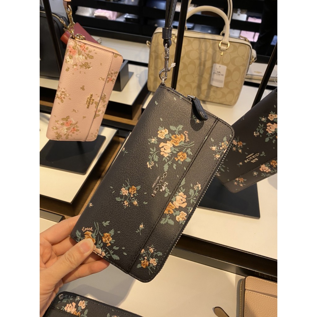 美國代購coach 夏季碎花花花拉鍊長夾 蝦皮購物