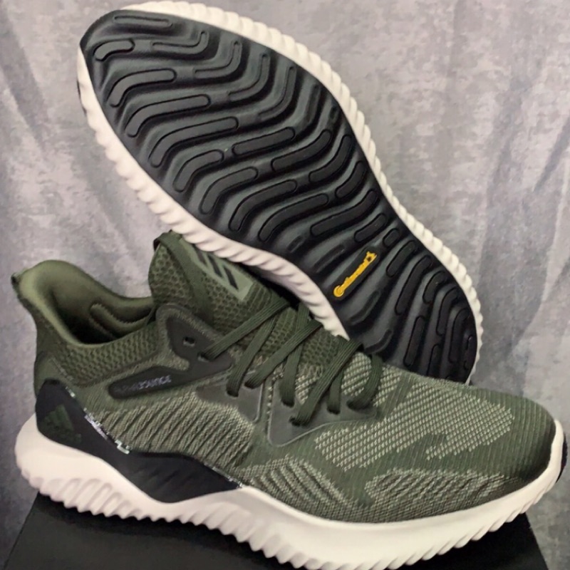 馬牌底 ADIDAS alphabounce beyond BW1247 軍綠緩震耐磨低筒透氣休閒慢跑鞋