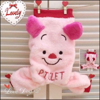 💛現貨特價【寵物愛品 Love Pets Family】秋冬珊瑚絨卡通粉紅小豬四腳裝/保暖變身裝/貓狗衣服/平價熱銷