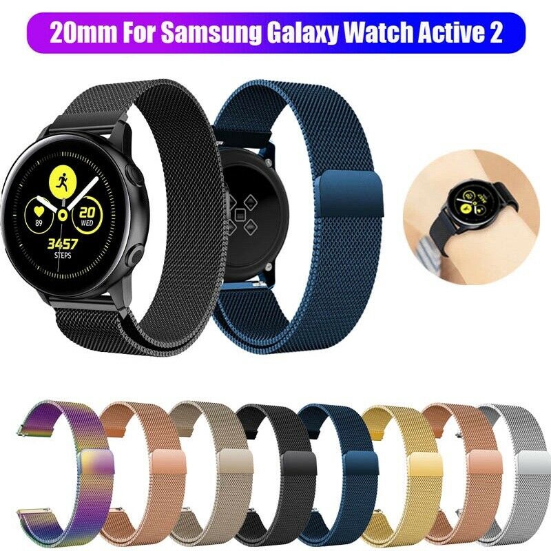 Samsung Galaxy Watch Active 2 40mm 44mm米蘭磁性不銹鋼錶帶20mm