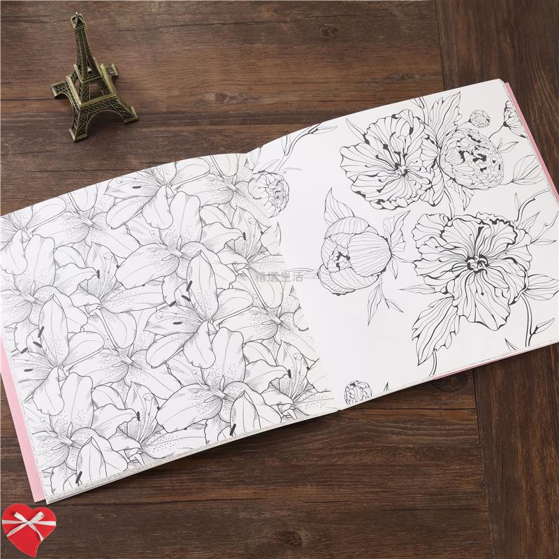 現貨 舒壓著色本畫畫本塗鴉本韓國flower Garden涂色本花的庭院成人減壓花卉花朵涂鴉繪畫著色 現貨秒發 蝦皮購物
