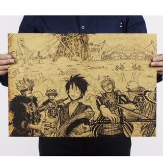 [現貨]人物合集手繪稿 ONE PIECE 航海王 懷舊海報健身房 酒吧 臥室宿舍客廳牆畫裝飾畫 復古牛皮紙咖啡廳
