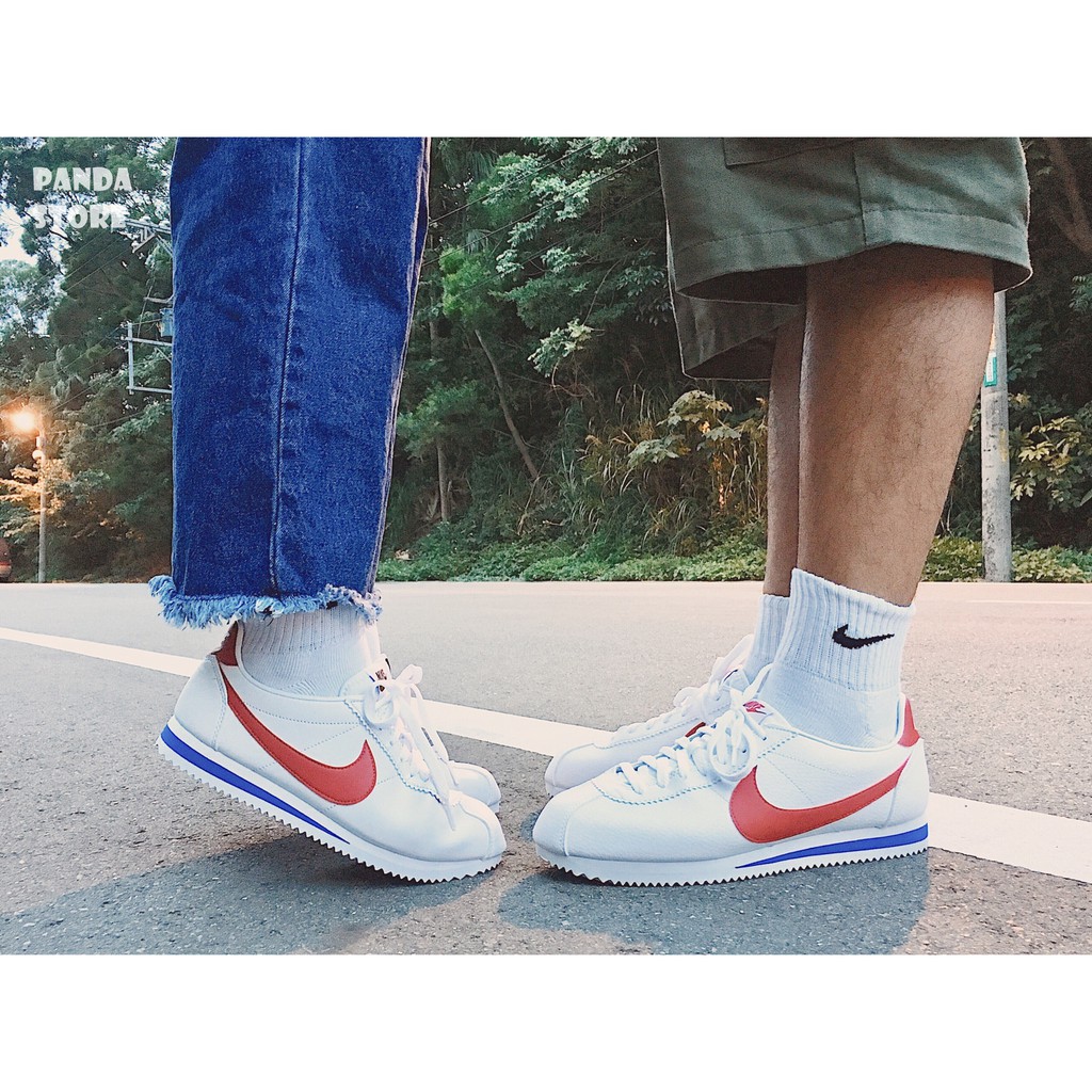nike cortez leather red white blue