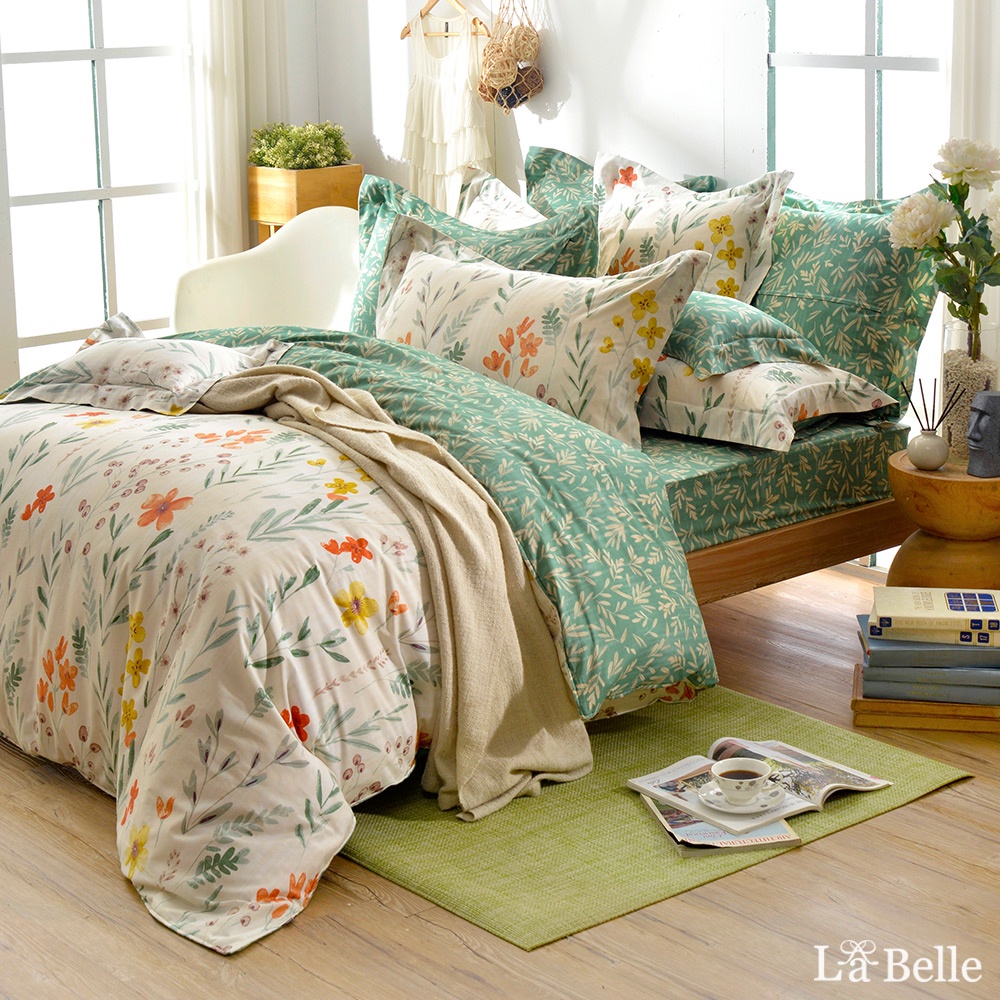 La Belle 100%純棉 兩用被床包組 雙/加/特 格蕾寢飾 綠野青青 防蹣抗菌 吸濕排汗 純棉