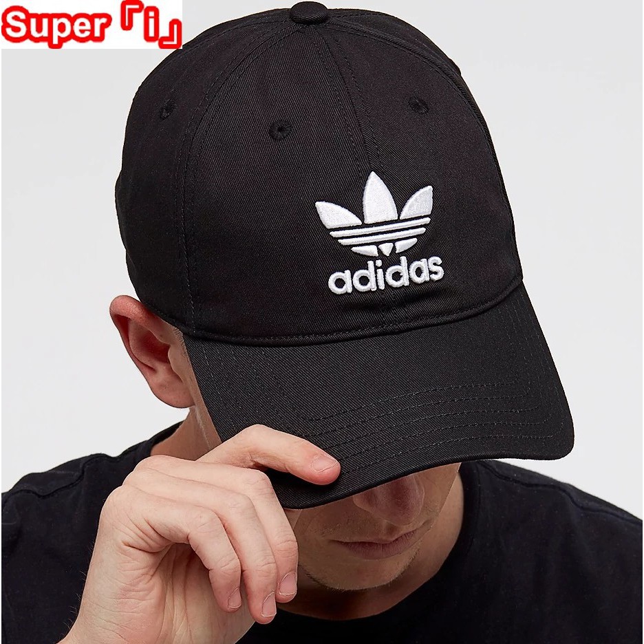 「i」【現貨】Adidas Originals Trefoil黑 三葉草 男女可調節 刺繡Logo 帽 老帽BK7277