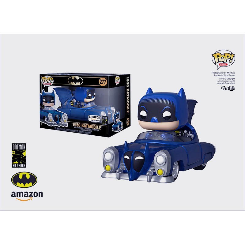 Artlife ㊁ FUNKO POP DC 1950 Batman 80 TH 蝙蝠俠 蝙蝠車 Amazon 限定 藍