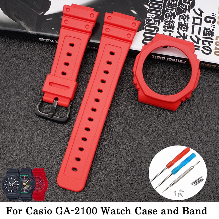 卡西歐 G-Shock Ga-2100 Ga-2110 腕帶橡膠手鍊和擋板的樹脂錶殼和表圈, 適用於 Ga 2100 G